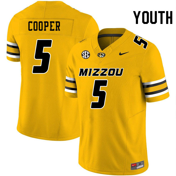 Youth #5 Mookie Cooper Missouri Tigers College Football Jerseys Stitched-Gold